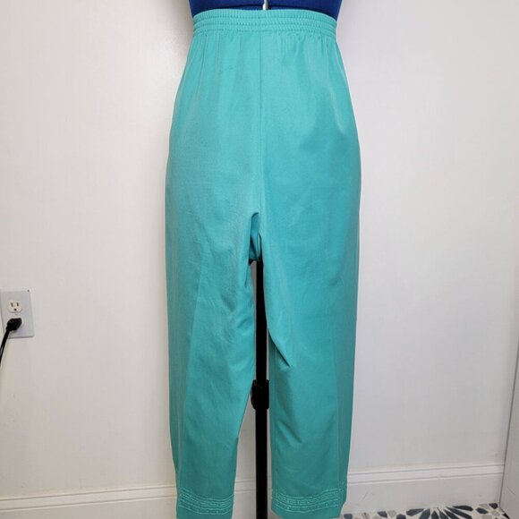 Alfred Dunner Womens Sea Green Embroidered Beaded Lightweight Pants 16 - Picture 2 of 9